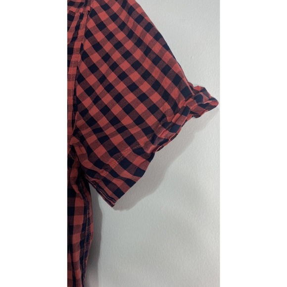 Perry Ellis Mens Large Plaid‎ Button Down T-Shirt Pink/Red/Black - Picture 6 of 6